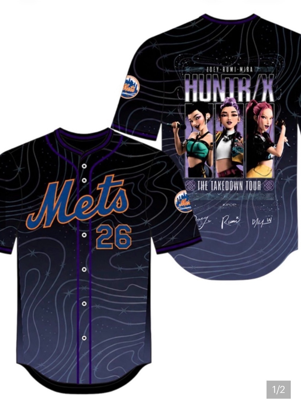 Mets Kids Black Purple Graphic Baseball Jersey - HunTrax The Takedown Tour